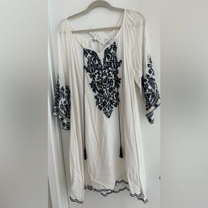 White Tunic with Black Embroidery